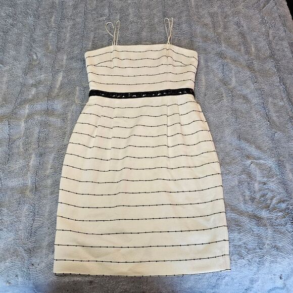 Carmen Marc Valvo Strapless Black and White Dress With Rhinestones - Picture 1 of 7
